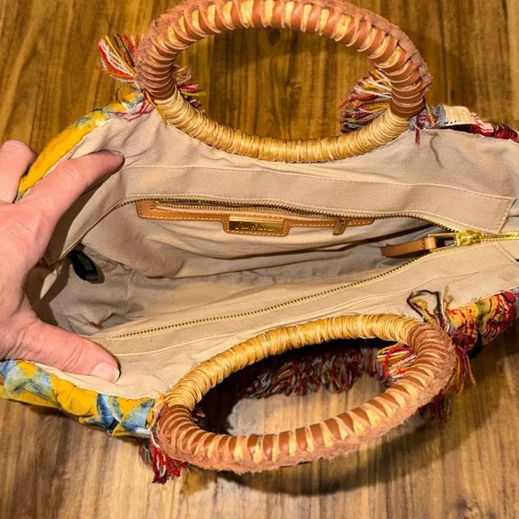 Sam Edelman women’s purse hand bag Adira straw tote Aztec multi fabric boho - Picture 7 of 9